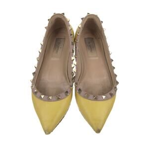 Authentic Valentino Garavani Rockstud Ballerina Yellow Flat Size EU 36 US 5.5